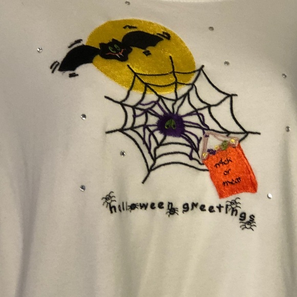 Quacker Factory White L/S Halloween T-Shirt - Picture 3 of 9